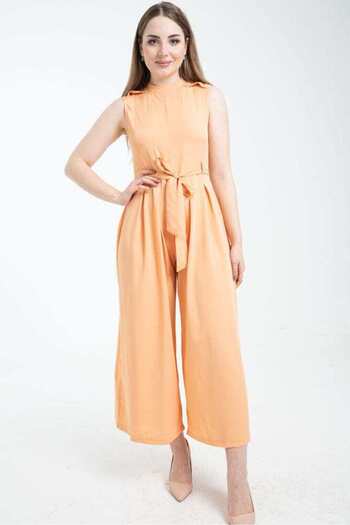 Nichii Women's Sleeveless Formal Jumpsuit with Waist Belt