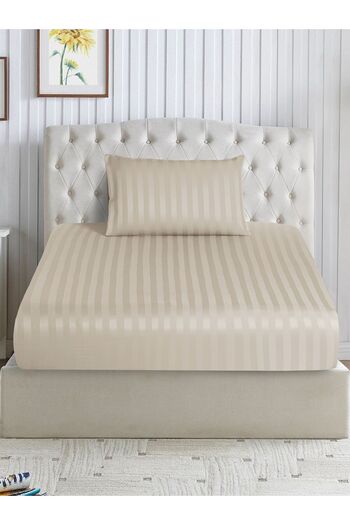 Donetella Striped Fitted Sheet Set 120x200 cm Twin – 1 Fitted Sheet + 1 Pillowcases, 30cm Deep