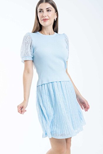 Nichii Women's Short Sleeve Pleated Chiffon Top