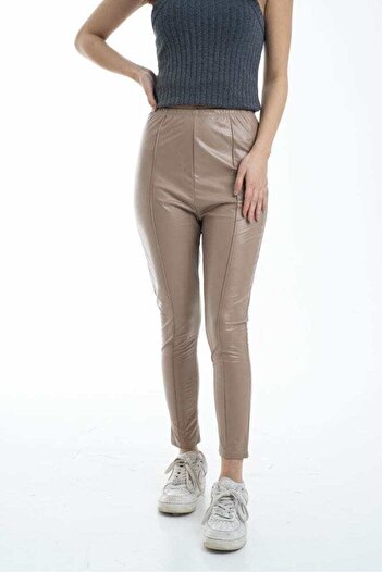 Nichii Women's Long Stone-Embellished Leather Pants