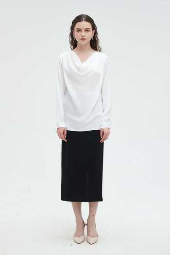 Nichii Women's Long Sleeve Solid Blouse