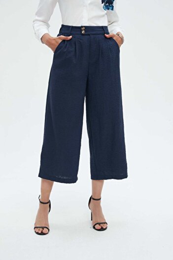 Nichii Women's Loose-Fit Long Pants with Buttons