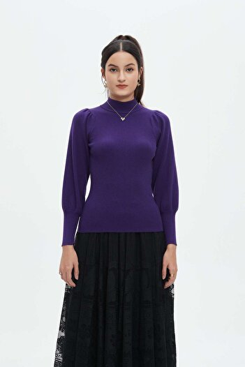 Nichii Women's Long Sleeve Ribbed Top with High Neck