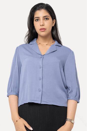 Nichii Women's 3/4 Sleeve Blouse with Front Buttons