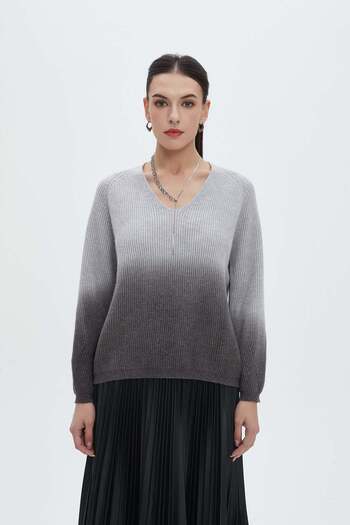 Nichii V-Neck Long Sleeve Waist-Length Blouse