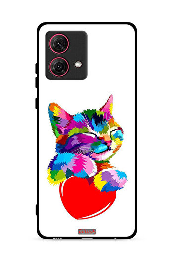 Tolwak Motorola Moto G84 5G Protective Case Cover Colourful Kitten
