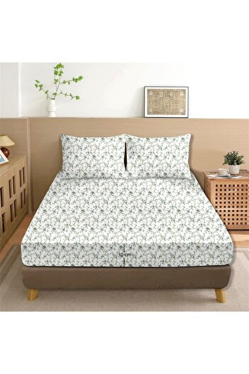 Evim Arora 100% Cotton Double Fitted Sheet Set Mint - 160X200+30 cm