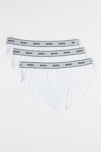 HUGO , Set of panties with logo band at waist - 3 pairs, White, XS