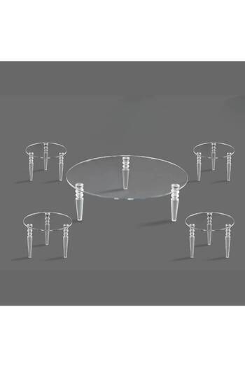 Al Saada Home Ground Acrylic Table Set with Silver Legs - 5 Pieces
