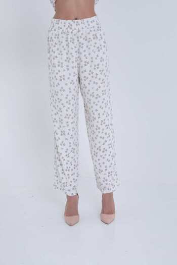 mica Women's Wide Floral Print Pants with Elastic Waist