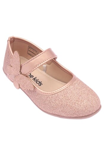Pine kids Pine Kids Ballerinas with Velcro Closure Shimmered Butterfly Applique - Golden