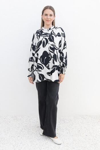 ALLDAY Black-Stone-Patterned Sleeve Gipeli Shirt