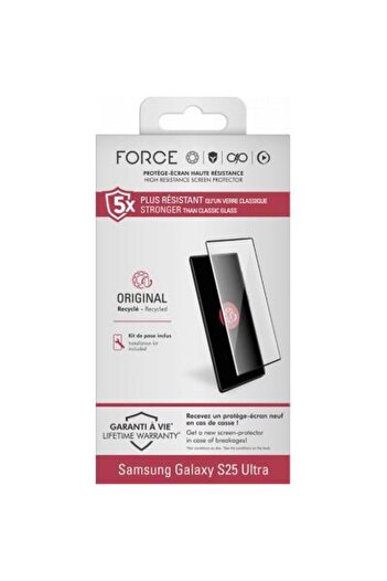 Force Samsung Galaxy S25 Ultra Original 2.5D Organic Glass Screen Protector + Lifetime Warranty