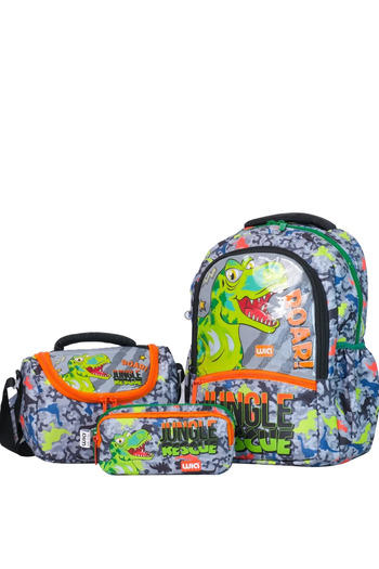 Wia Dino Boy's 3-Piece Primary School Bag Set