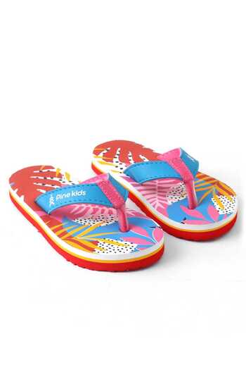 Pine kids Pine Kids Slip On Flip Flops with Tropical Print - Multicolor
