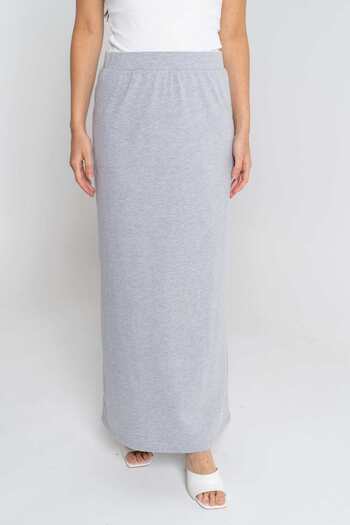 mica Solid Long Skirt with Elastic Waistband