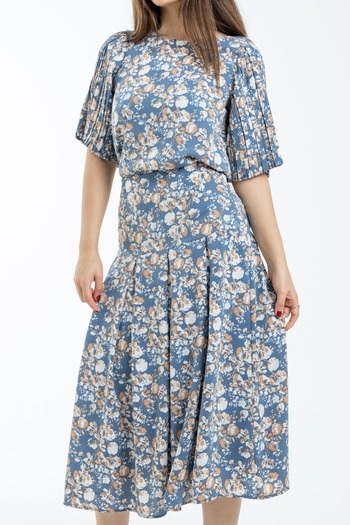 mica High-Waisted Floral Midi Skirt