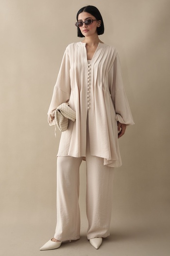 InStyle Ribbed Handle Drawstring Beige Ayrobin Set
