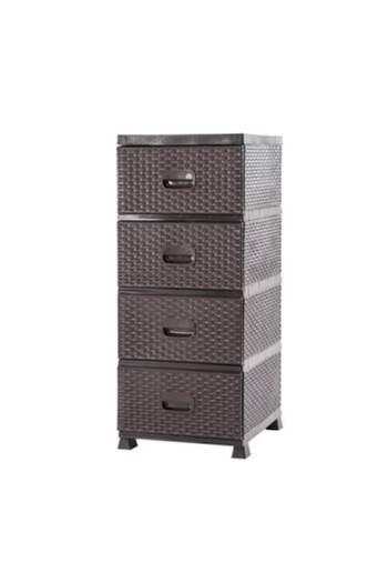 Escalate Storage Cabinet with Rattan Appearance, Escalate, 38 x 45 x 90 cm, Brown