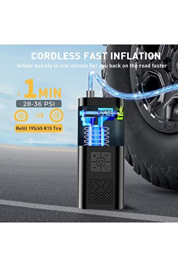 Choice black Portable Car Air Compressor 3X Faster 150PSI Cordless Tire Inflator Pump with Digital Gauge fo