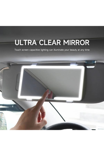 Choice WHITE Car interior mirror, sun visor, LED high-definition makeup mirror, 3-mode touch screen adjustm