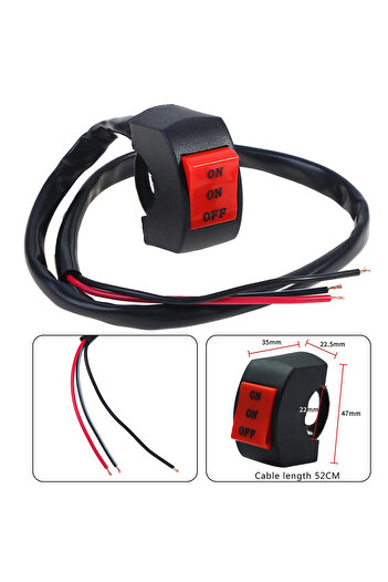 Choice 22mm LED Headlight Switch Far Near Three Line Motorcycle Handlebar Switch Button Used As ON/ON/OF...