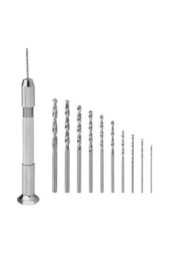 Choice 11PCs Mini Hand Drill With10Pcs HSS Drill Bits For Epoxy Resin Jewelry Making DIY Wood Craft Handmad
