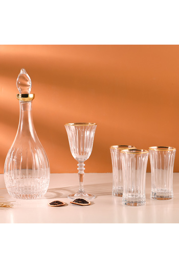 Aryıldız Steep Dekor Crystal Gold 25 Piece Water Set for 12 People