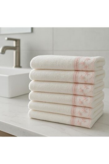 Güvenal Carla Velvet Guipure Towel 30*50 6 Pieces Towels |   Dowry Towel |   Kitchen Towel Towel & Towel Set