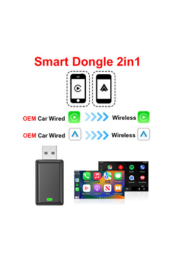 Choice 365 days guarantee 2in1 Dongle Tripodpie 2in1 Wireless Carplay Adapter Android Auto Smart USB Dongle