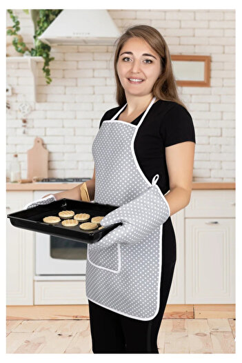 ASEV HOME 4-Piece Kitchen Dowry Set; Kitchen Apron, Oven Mitts and Holder Set