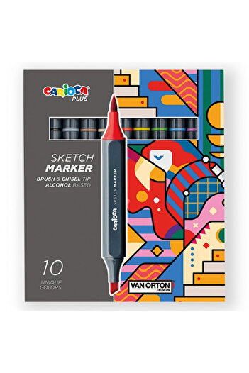 CARIOCA Plus Sketch Marker Double Sided Drawing Pen 10 Colors 45241