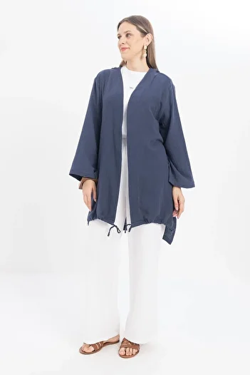 ALLDAY Indigo-Skirt Tip Gathered Muslin Cap