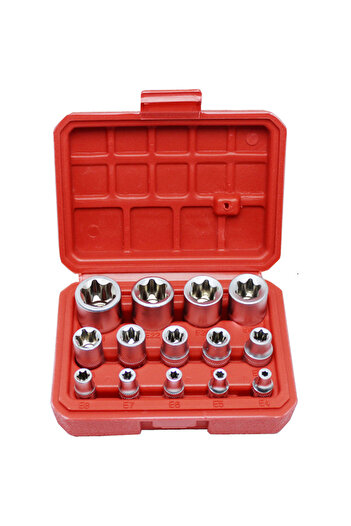 Choice 14pcs 14PCS E-Torx Star Socket Set 1/4" 3/8" 1/2" Bits Drive E4-E24 Female Torx Socket Insert Nut Ha