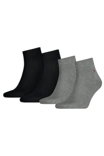 Tommy Hilfiger - Set of short socks with discreet logo, 4 pairs, Black, Gray, EU size 39-42