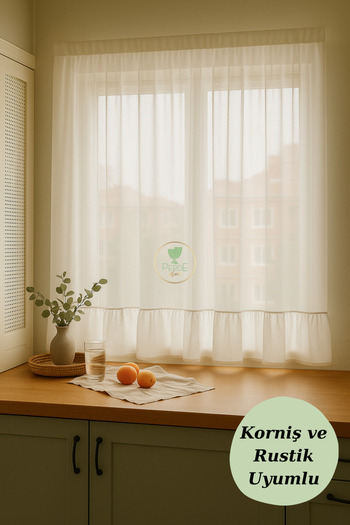 Perdeplus Linen Sheer Tulle Curtain Cornice and Rustic Compatible – Modern and Natural Style
