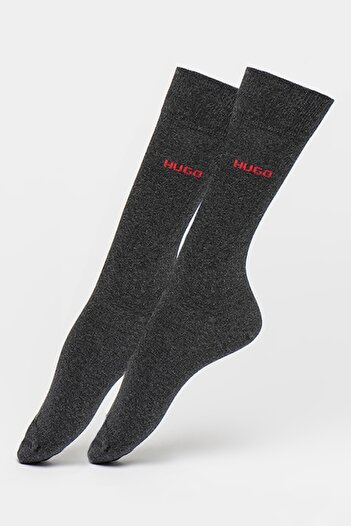 HUGO , Long socks set with discreet logo detail - 2 pairs, Dark Grey, Size 39-42