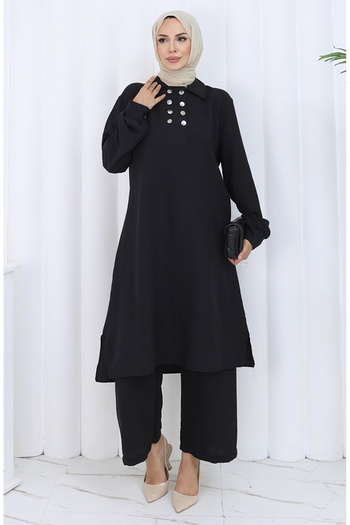 sefamerve Double Button Tunic Trousers Double Suit 2118-01 Black