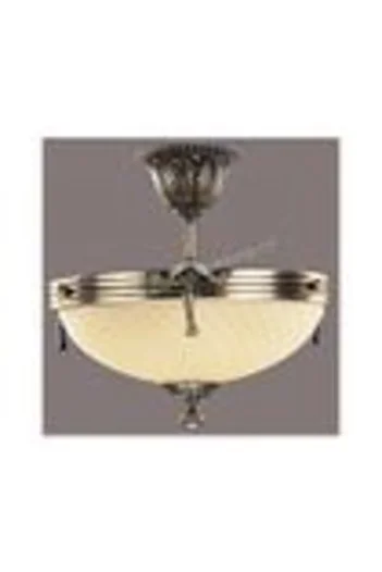 CandelabreClasice Lustra Omega cu Diam 33 cm, Desing Clasic, Finisaj Bronz Antichizat, Abajur Crem