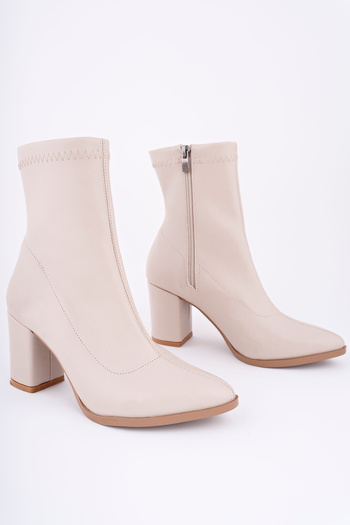 meyra'nın ayakkabıları Women's Skin Pointed Toe Stretch Heeled Boots