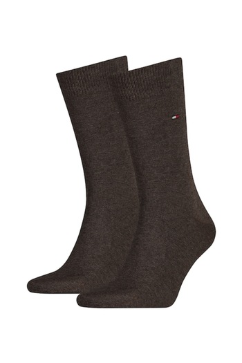 Tommy Hilfiger , Set de sosete lungi cu logo brodat - 2 perechi, Maro, 39-42