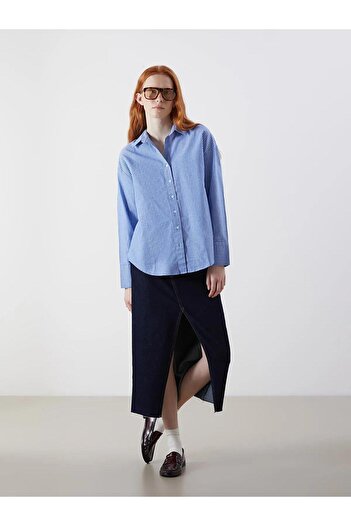 LC Waikiki Cămașă Oxford oversize cu dungi XSIDE pentru femei (W5)
