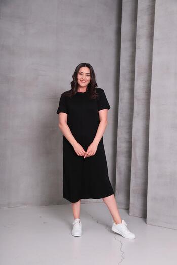 Ebsumu Women's Plus Size Sho Fabric Pique Dress