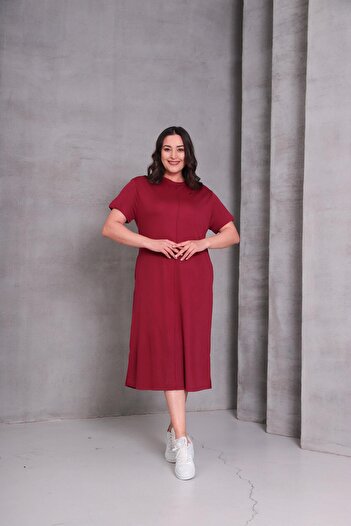 Ebsumu Women's Plus Size Sho Fabric Pique Dress