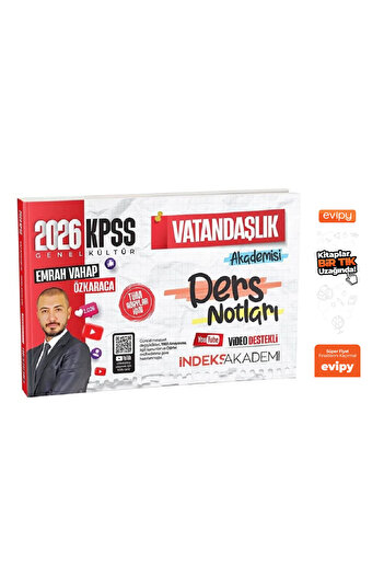 İndeks Akademi 2026 KPSS Vatandaşlık Akademisi Video Ders Notları - Emrah Vahap Özkaraca Ayraç Hediyeli