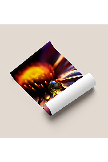 Rosaart Unframed Poster - Digital Print - Purple Flower and Water Drop