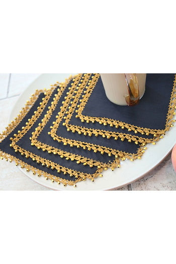 vipceyiz 3 Pieces of Gold Sequin Stone Cocktail Napkins