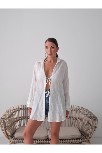 Paw Garage Women's Woven Double Tie Pareo Shirt