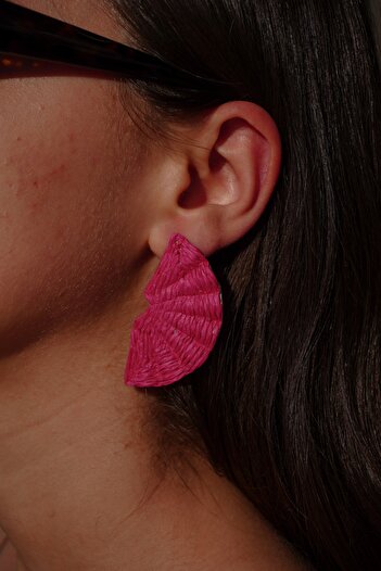 Rumon Fan Design Straw Earrings