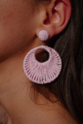 Rumon Straw Braid Hoop Earrings